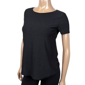 3/$20 Joe Fresh Short Sleeve TShirt Womens Size Small Black Swiss Dot Top